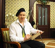 шаржист Михаил на свадьбе в Троицком